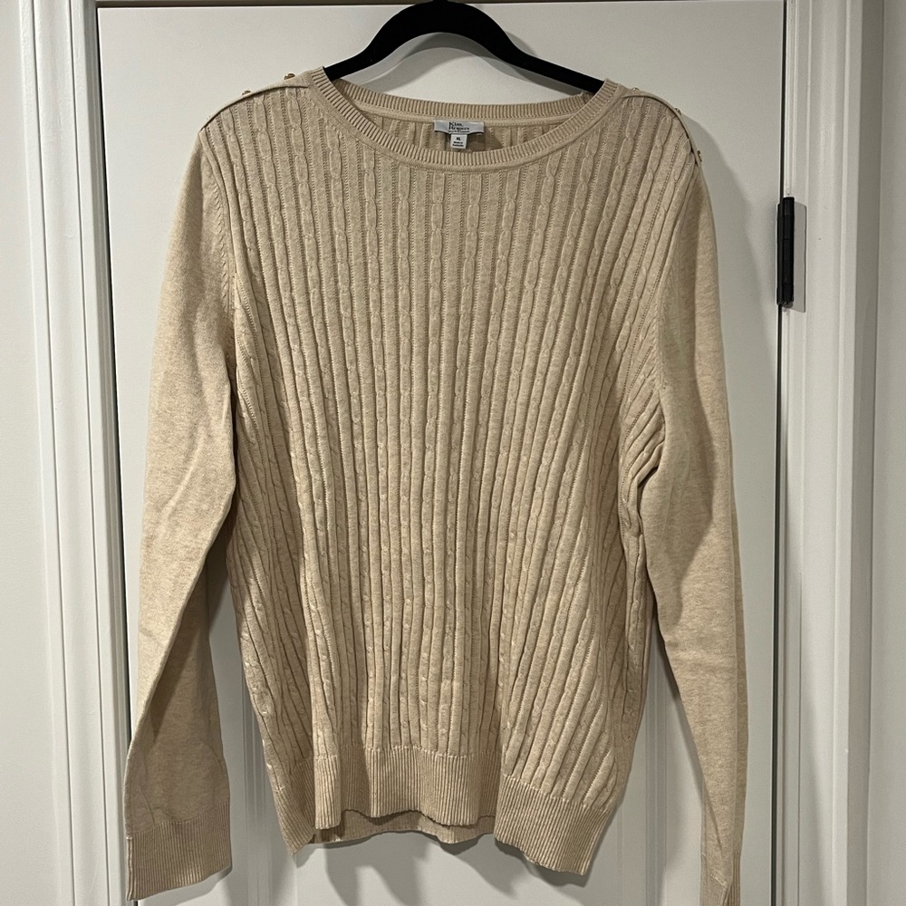 3/$20 Kim Rogers Tan Ribbed Knit Top (NWOT)
